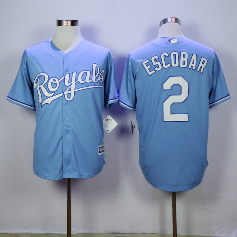 Men Kansas City Royals #2 Eacobar Light Blue Game MLB Jerseys